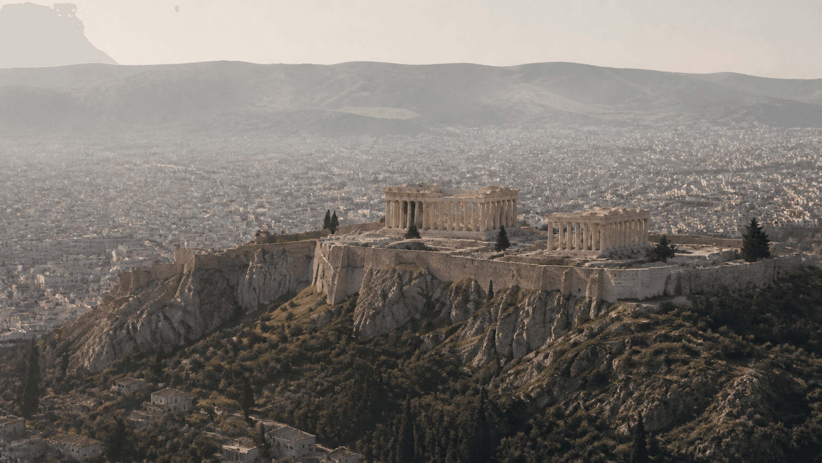 The Acropolis above Athens in soft afternoon light